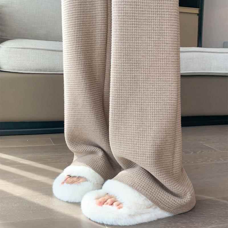 Knitted casual pants for women solid color high waist slim - 图1