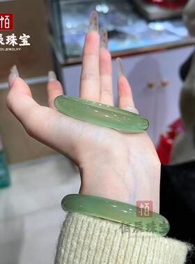 2026玉髓手镯冰种油青色远山黛细厚欧美新品玛瑙女款玉石镯子玉镯