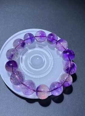 新品天然紫发超七手链大颗粒男女款紫发晶手串珠链珠串规格17.1mm