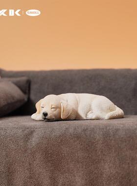 迷你款金毛/哈士奇/拉布拉多幼崽模型睡觉小狗模型汽车小摆件