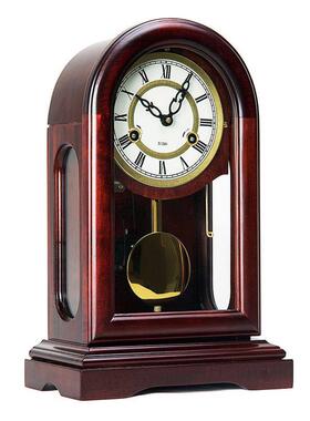 威弗列德客厅老式实木打点报时摆钟上弦链发条钟表纯铜机芯机械钟