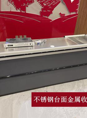 文具母婴生活用品店收银台灰色斜坡款金属货架不锈钢便利店转角
