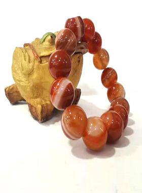 条纹红玛瑙手链手串缠丝玛瑙手链景区地摊直播热销红玛瑙条纹手链