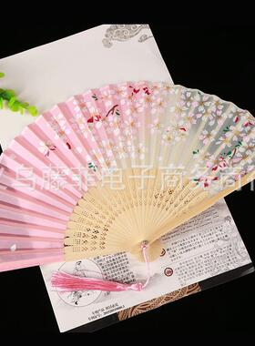 儿童团扇子舞蹈扇歌扇加厚宫扇女扇流苏毛扇演出日常花旦秧歌葵扇