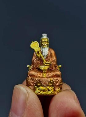 三清天尊实心纯铜手工彩绘道德天尊元始天尊灵宝天尊道场小摆件