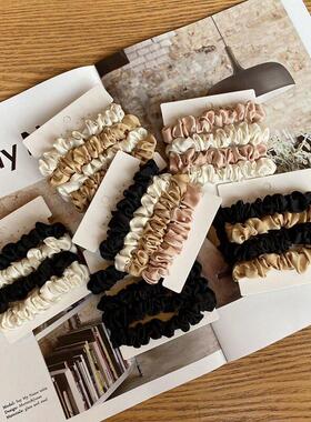 4pcs Pure Silk Skinnies Small Scrunchie Set Hair Bow Ties Ro