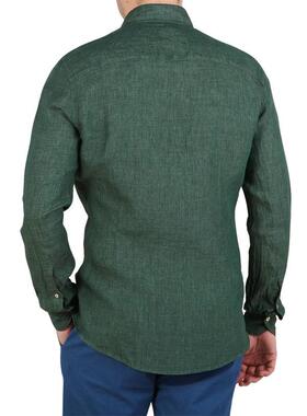 Men's linen collar long sleeved green shirt shorts two
