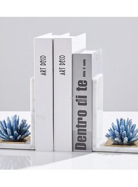 现代紫水晶书挡书立架大理石书靠办公室书档样板房书房软装饰品摆