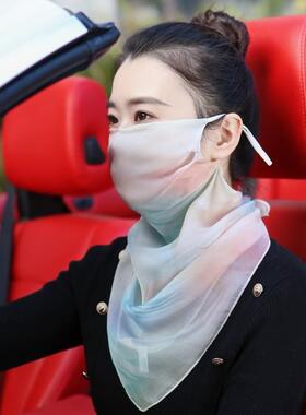 面纱遮脸护颈防晒抗UV轻薄桑蚕丝女士夏天口罩古风仙气高颜值