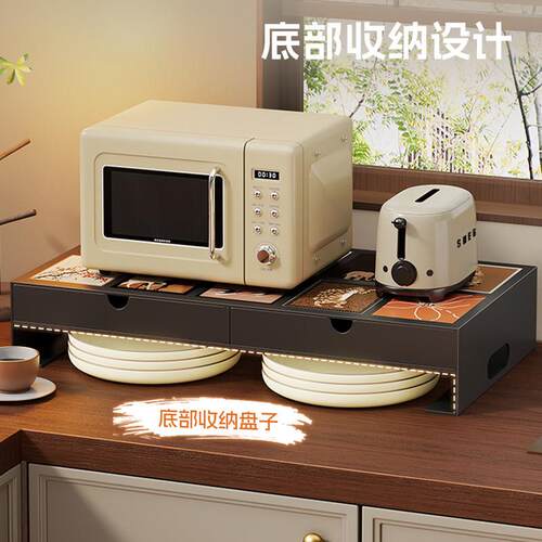 厨房置物架微波炉烤箱架子家用双层多功能台面桌面电饭锅收纳支架 - 图2