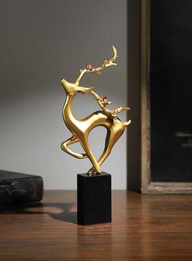 鹿饰品办公室学习家覆古怀旧咖啡馆陈设壁龛书架创意饰品