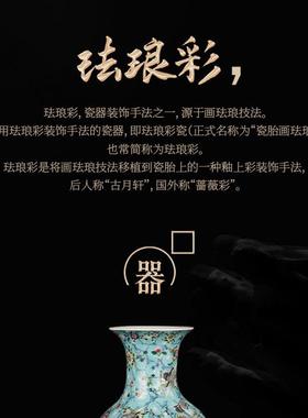 弗插列AOF德家摆居客威厅花博古架装饰品景德镇陶瓷花瓶仿古珐琅