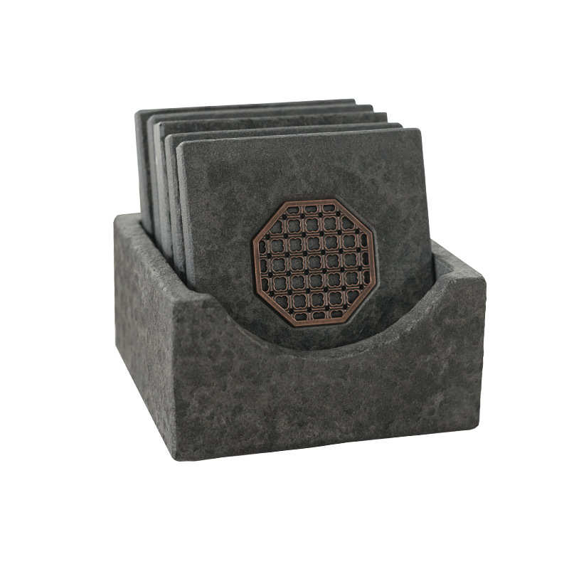 Black gold stone tea mat coaster Zen kung fu tea set accessories stone coaster insulated Japanese simple style direct supply from the manufacturer
