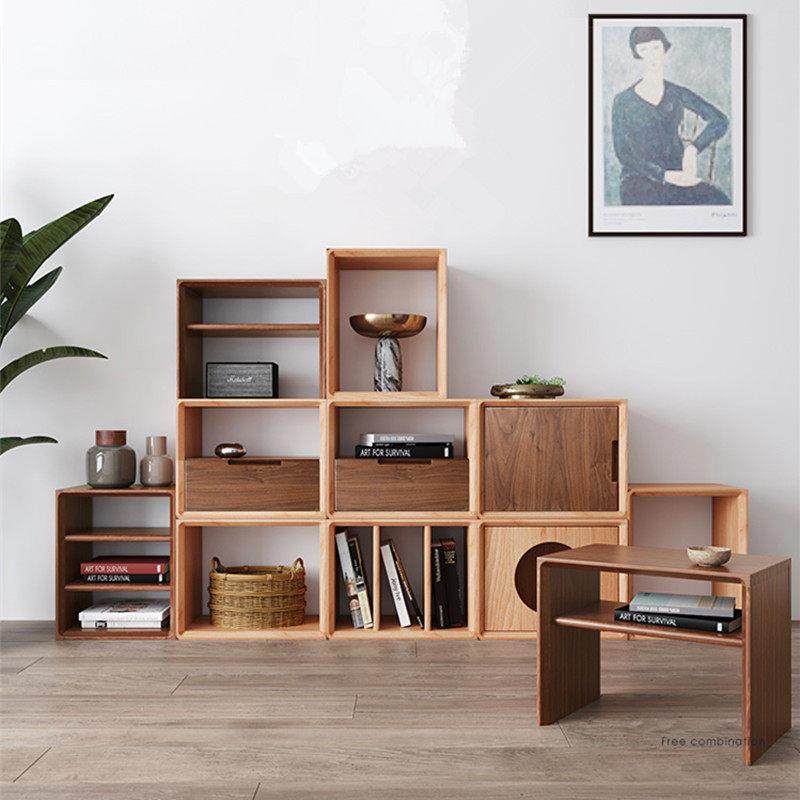 实木书柜柜组合格子柜落地书架方格抽屉柜矮柜定制木柜卧室床头柜,淘宝优惠券,粉丝福利购,淘宝优惠卷