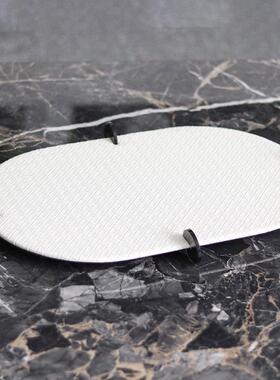 轻奢皮革几何圆形托盘摆件销售中心售楼处样板房酒店收纳盘装饰品