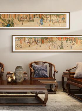 网红汉宫春晓图式客大厅沙发背景墙世装画中饰仿中古画挂国十传名