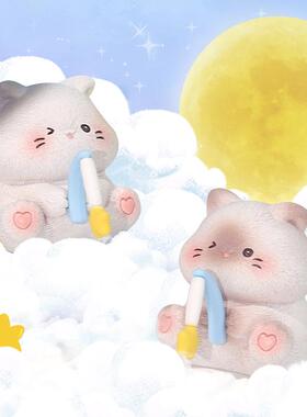 新品钓星星的小猫小摆件车载电脑放置迷你摆件办公室用品儿童摆件