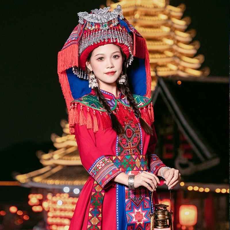 正品新款族民族演服装女成瑶人数民族表舞蹈少广西传统服饰演出服 - 图0