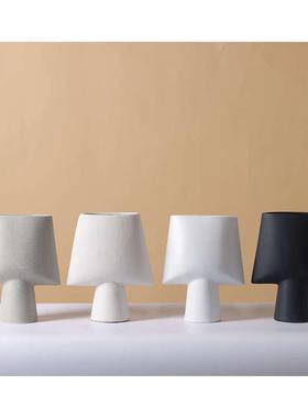 现代简约北欧侘寂风创意几何陶瓷花插花瓶摆件家居样板间软装饰品