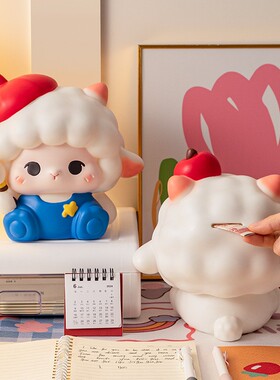 新款创意咩咩羊存钱罐搪胶耐摔钱罐 大容量存储收纳儿童节日礼物