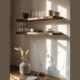Black walnut color one-line partition hanging in the air new Chinese style living room storage long strip board laminate hanging wall shelf 30