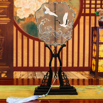 Hand embroidered finished product decoration New real silk Bio-embroidered double-sided embroidered chinlon fan (without shelf)