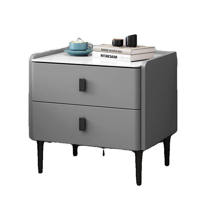 全实木轻奢岩板床头柜卧室现代简约意式极简皮质储物床边收纳柜子,淘宝优惠券,粉丝福利购,淘宝优惠卷