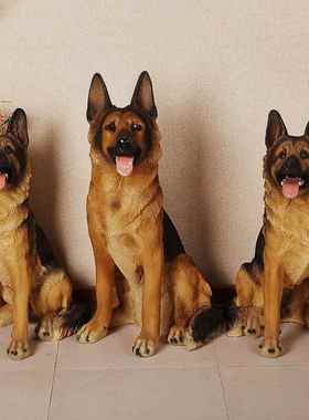 创意家装饰居仿动物德仿牧摆件狼狗玻1520-152璃钢雕塑真狗摆真件