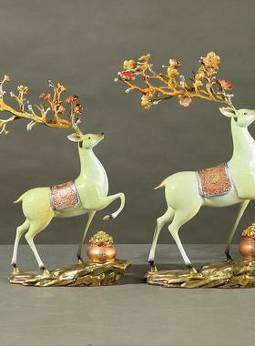 厂家铜鹿摆275件梅花公鹿一路财客一鹿生财家居发厅玄关装饰办室