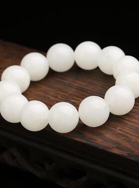 2026诚石 天然青海料和田玉手链 单圈手链男女款玉珠子厂家
