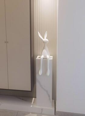 现代极简奶油风大白兔子雕塑摆件样板房客厅电视柜酒柜壁柜装饰品