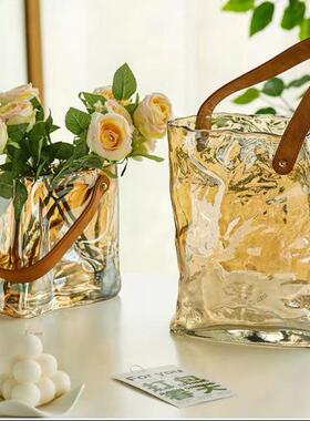 花时间《半夏》小红书轻奢手提包玻璃花瓶鱼缸鲜花绿植水培民宿摆