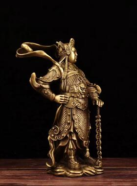 黄铜韦陀铜像韦陀菩萨摆件家宅护宅韦陀伽蓝护发佛像关公韦陀门神