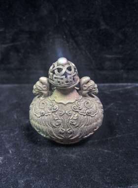 工艺品仿古古玩白铜镀银鼻烟壶古代双凤鼻烟壶摆件