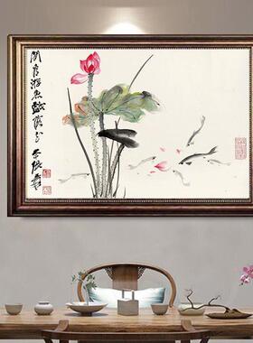 饰画装有中XMX式餐厅单幅墙壁挂画厅走廊过道卧框客室玄关横版风