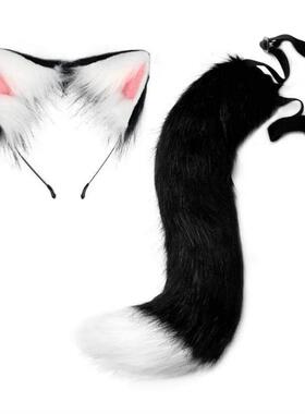 Halloween costume fox fur tail cat ear headband 狐狸尾巴耳朵