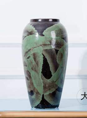 家具摆件田园落家居花插器陶瓷风艺术景德镇抽象 中式 花地大花瓶