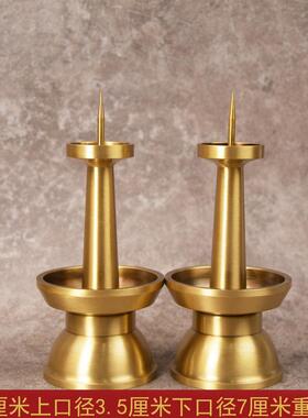 宏达黄铜莲花蜡烛佛像装饰摆件