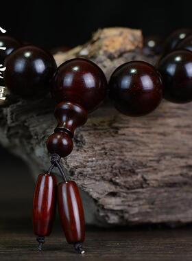 印度小叶紫檀金星老料手串高密沉水顺纹檀香紫檀手链红木文玩