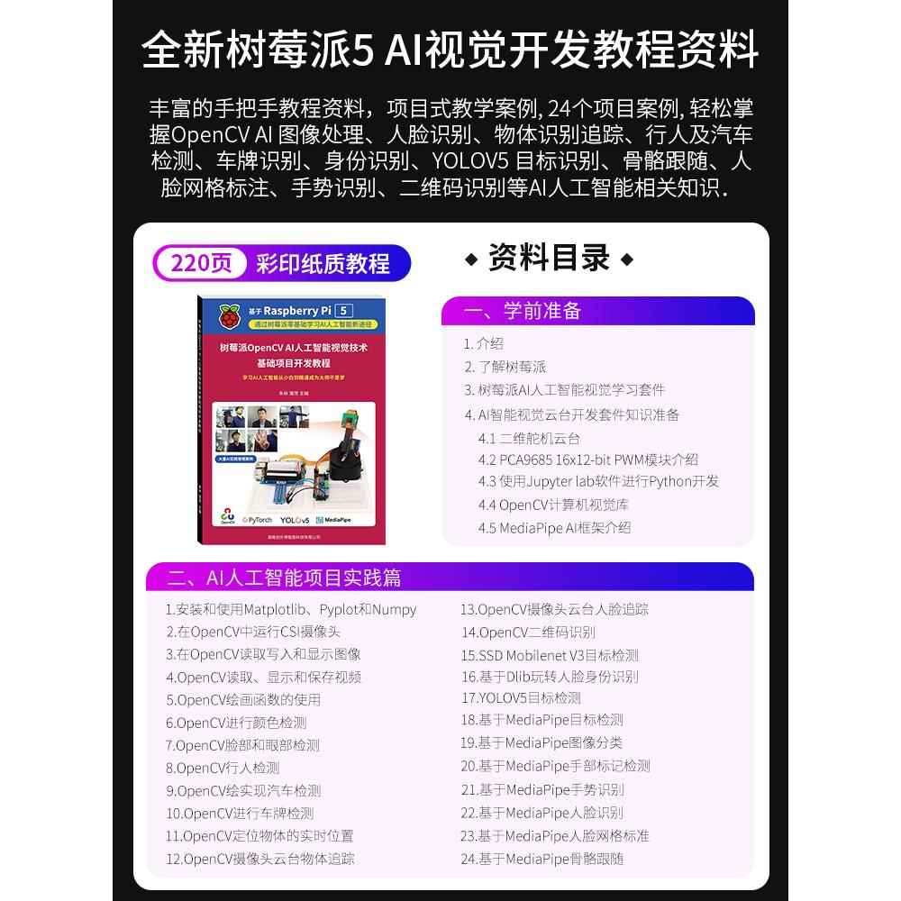 树莓派5 5代 AI智能视觉套件视觉OpenCV YOLOV5 raspberry Pi 5 - 图0