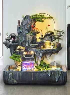 假山流水喷泉鱼池循环水客厅阳台鱼缸庭院鱼池公司酒店招水景摆件