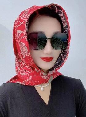 夏季包头帽防晒头巾女包头丝巾帽2026新款遮阳出游气质围巾帽