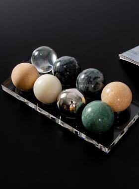匠十三 现代简约轻奢大理石水晶创意棋盘象棋艺术装饰品摆件
