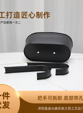 跨境铁艺悬挂吊桶 阳台庭院家居多肉种植盆 可拆卸把手挂桶铁花盆