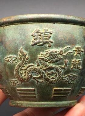 古玩铜器仿古纯铜加厚铜缸香炉四大神兽烟灰缸怀旧收藏老物件