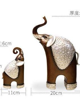 新中式大象母子玄关桌面电视柜酒柜客厅摆件家居装饰品高档次礼物