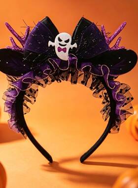 Halloween Spider‑Pumpkin Candy Bucket 万圣节头箍