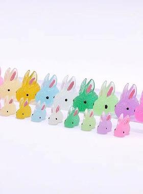 迷你夜光小兔子玩偶摆件 新款车载玉兔汽车中控台创意桌面装饰品