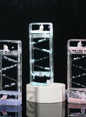 沙漏太空人流体电意脑摆件高级桌感小众流沙瓶油滴装饰品创办公桌