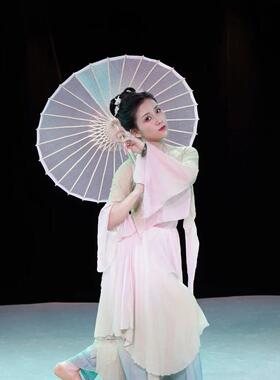 雨涧春行图舞蹈伞演出伞半透明绢纱纯色伞舞台表演伞跳舞伞古风伞